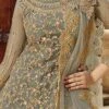 Amyra Dastur Grey Net Embroidered A Line Lehenga Wedding Wear