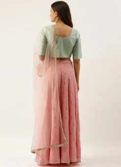 Teen Girls Angrakha Style Peach Embroidered Lehenga Set Festive Wear -Mahra Clothing Shop Angrakha Style Peach Embroidered Lehenga Set GHBS02110856 b