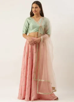 Teen Girls Angrakha Style Peach Embroidered Lehenga Set Festive Wear -Mahra Clothing Shop Angrakha Style Peach Embroidered Lehenga Set GHBS02110856 u