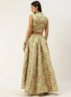 Teen Girls Beige Art Silk Jacquard Co Ords Set Festive Wear -Mahra Clothing Shop Beige Art Silk Jacquard Co Ords Set IWBS02211097 b 1