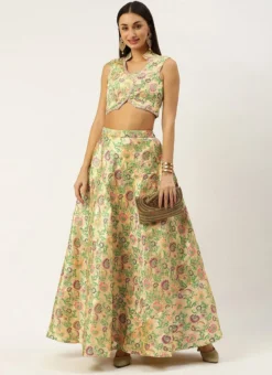 Teen Girls Beige Art Silk Jacquard Co Ords Set Festive Wear -Mahra Clothing Shop Beige Art Silk Jacquard Co Ords Set IWBS02211097 u 1