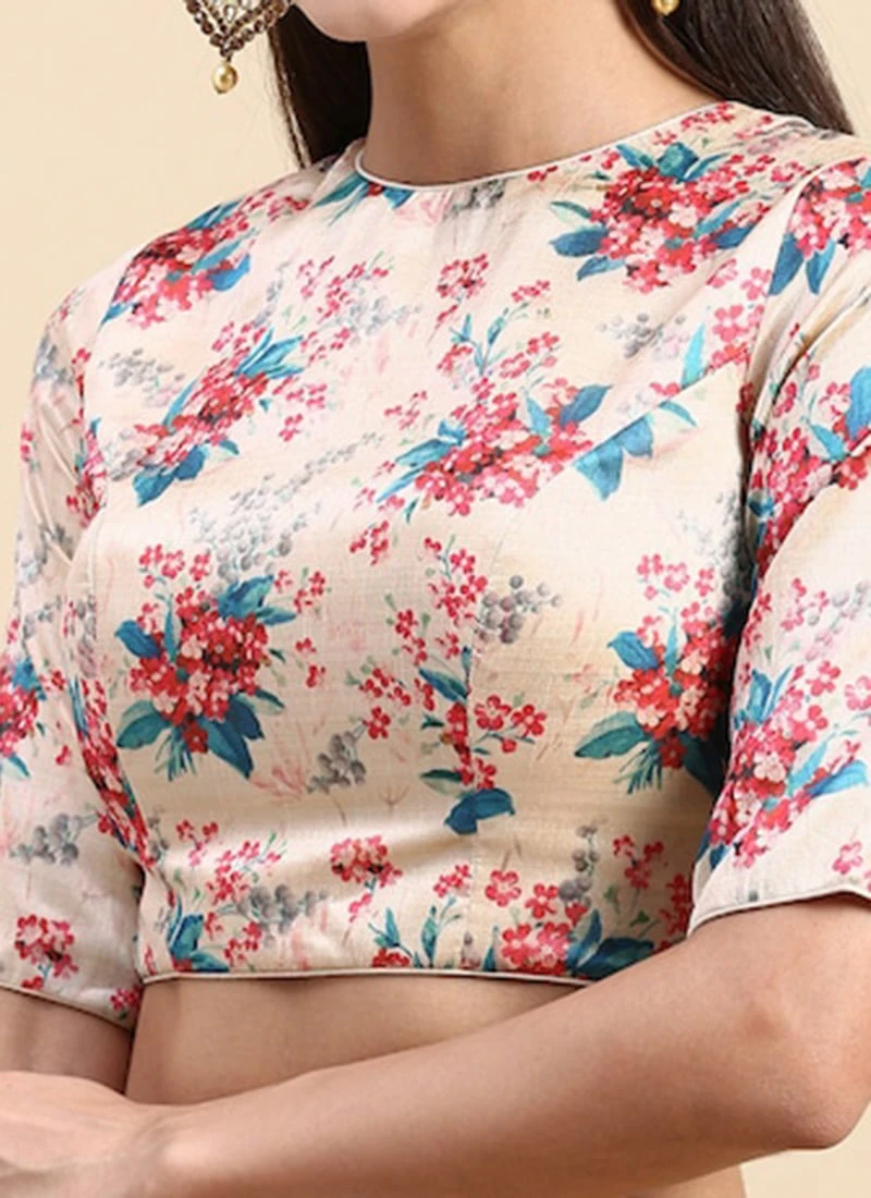 Beige Cotton Silk Digital Printed Blouse Festive Wear 1 Beige Cotton Silk Digital Printed Blouse Festive Wear