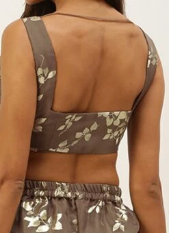 Teen Girls Beige Foil Printed Organza Co-Ords Set Party Wear -Mahra Clothing Shop Beige Foil Printed Organza Co Ords Set IWBS02206173 rrc3