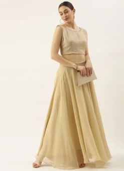 Beige Georgette High N Low Full Circular Skirt Festive Wear 9 Beige Georgette High N Low Full Circular Skirt Festive Wear -Mahra Clothing Shop Beige Georgette High N Low Full Circular Skirt WBBS02012676 u