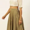 Teen Girls Beige N Prairie Sand Umbrella Lehenga Festive Wear