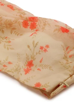 Teen Girls Beige Printed Organza Co-Ords Set Party Wear -Mahra Clothing Shop Beige Printed Organza Co Ords Set IWBS02206174 rrc1