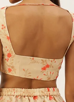 Teen Girls Beige Printed Organza Co-Ords Set Party Wear -Mahra Clothing Shop Beige Printed Organza Co Ords Set IWBS02206174 rrc2