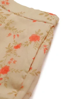 Teen Girls Beige Printed Organza Co-Ords Set Party Wear -Mahra Clothing Shop Beige Printed Organza Co Ords Set IWBS02206174 rrc3