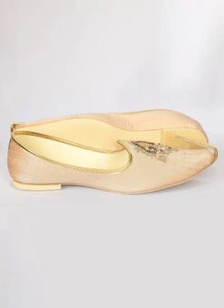 Beige Raw Silk Hand Work Mojri -Mahra Clothing Shop Beige Raw Silk Hand Work Mojri MFWMRG30 b