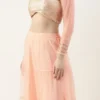 Teen Girls Beige Sequins Embroidered Tiered Lehenga Set Party Wear