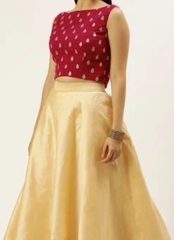 Beige Taffeta N Magenta Layered Lehenga Party Wear
