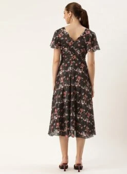 Black Chinon Side Cut Out Dress After Six Wear -Mahra Clothing Shop Black Chinon Side Cut Out Dress DRBS02308941 b