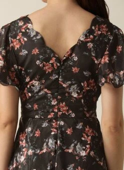 Black Chinon Side Cut Out Dress After Six Wear -Mahra Clothing Shop Black Chinon Side Cut Out Dress DRBS02308941 rrc2