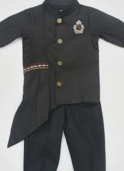 Black Cotton Silk Embroidered Boys Kurta Pyjama