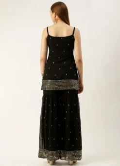 Bottom From Black Embroidered Georgette Gharara Set After Six Wear 11 Bottom From Black Embroidered Georgette Gharara Set After Six Wear -Mahra Clothing Shop Black Embroidered Georgette Gharara Set IWBS02301100 b 1