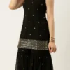 Bottom From Black Embroidered Georgette Gharara Set After Six Wear