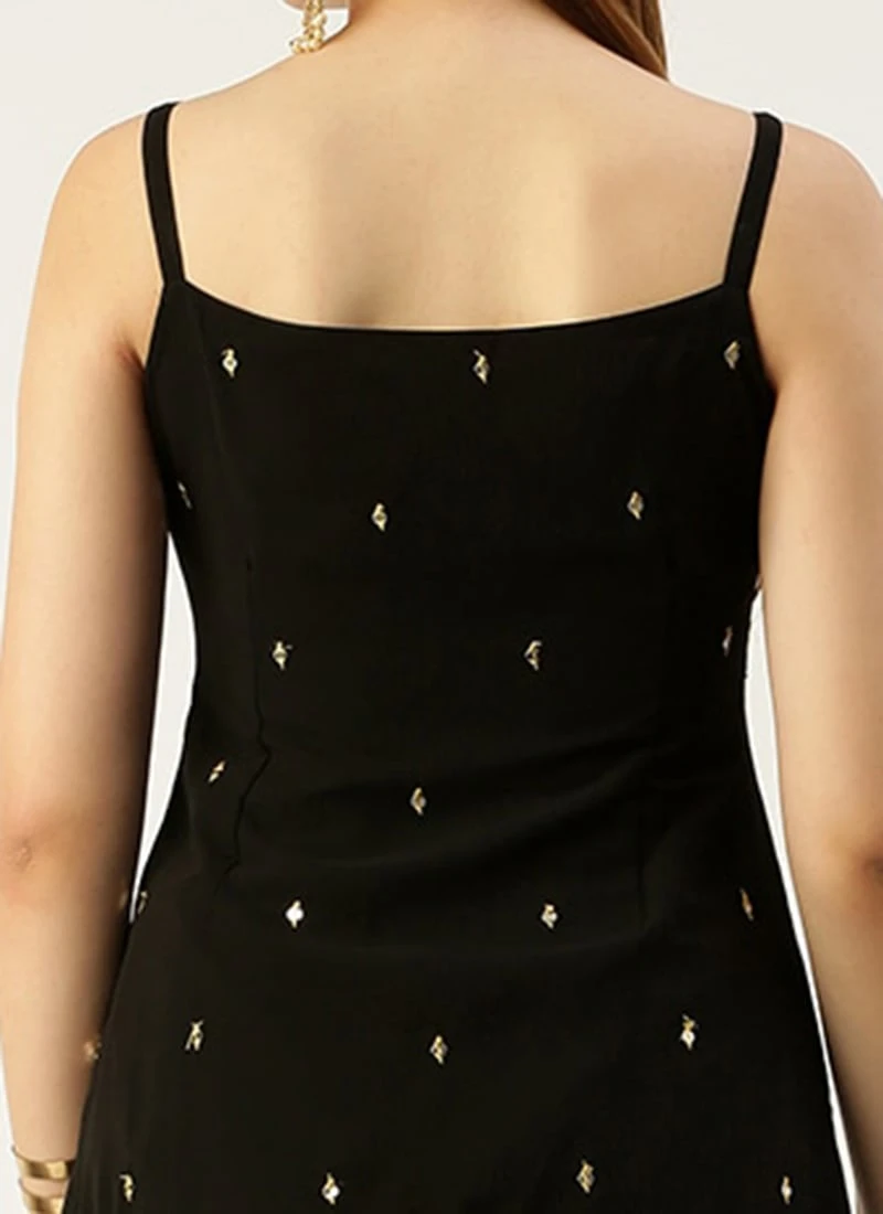 Bottom From Black Embroidered Georgette Gharara Set After Six Wear 6 Bottom From Black Embroidered Georgette Gharara Set After Six Wear - Image 6