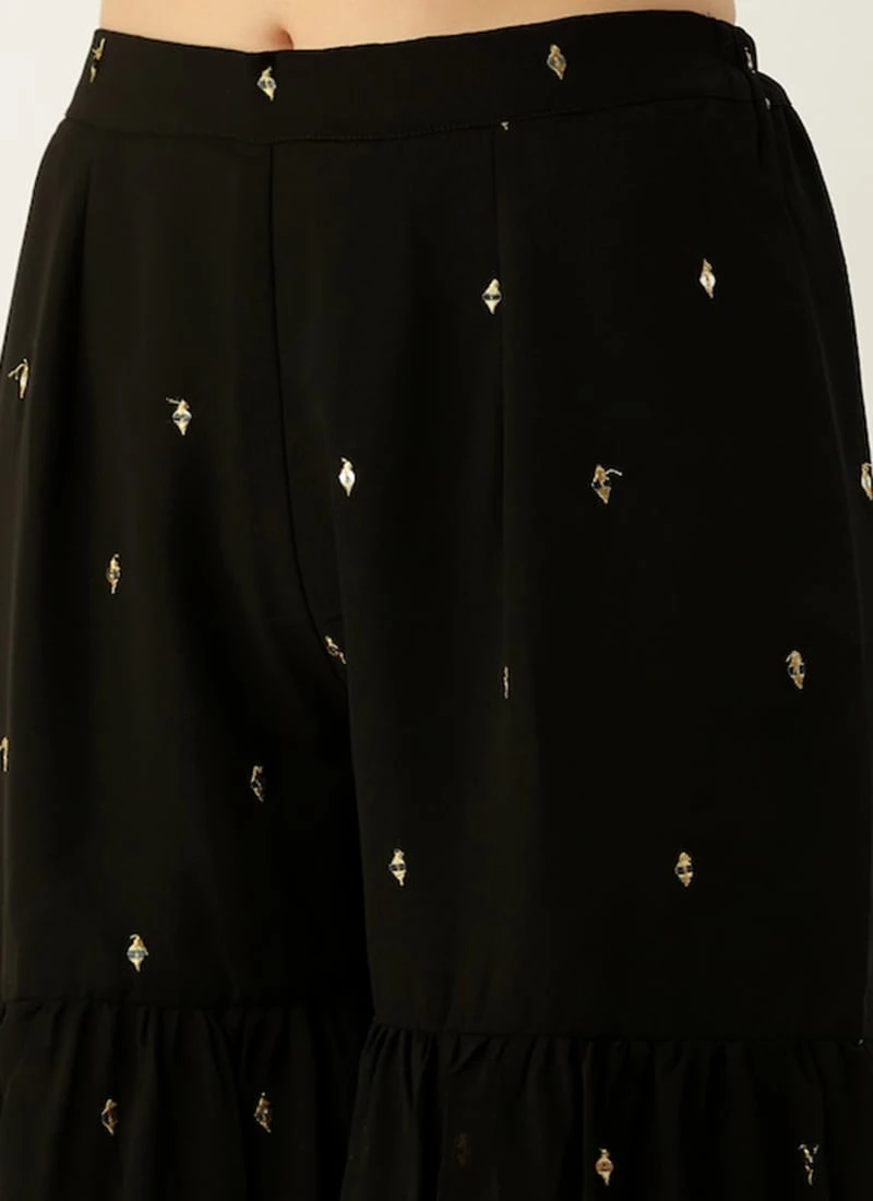 Bottom From Black Embroidered Georgette Gharara Set After Six Wear 7 Bottom From Black Embroidered Georgette Gharara Set After Six Wear - Image 7
