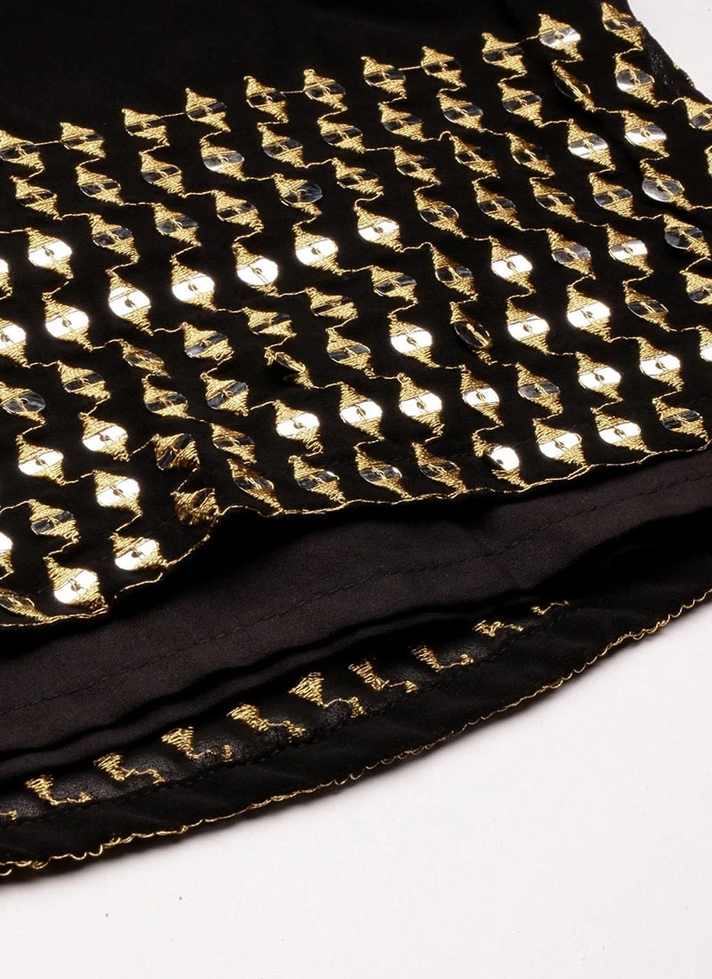 Bottom From Black Embroidered Georgette Gharara Set After Six Wear 8 Bottom From Black Embroidered Georgette Gharara Set After Six Wear - Image 8