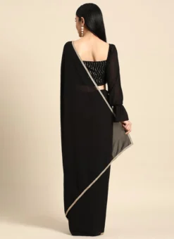 Teen Girls Black Embroidered Georgette Saree Festive Wear -Mahra Clothing Shop Black Embroidered Georgette Saree SABS02301975 b