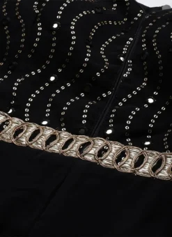 Black Embroidered Jumpsuit With Detachable Sleeve Festive Wear Party Wear -Mahra Clothing Shop Black Embroidered Jumpsuit With Detachable Sleeve DRBS02211024 rrc1