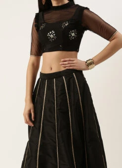 Dupatta From Black Embroidered Kali Lehenga Set After Six Wear