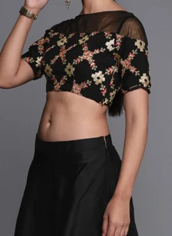 Black Embroidered Knife Pleat Lehenga Party Wear