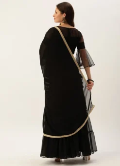 Teen Girls Black Embroidered Layered Palazzo Suit Festive Wear -Mahra Clothing Shop Black Embroidered Layered Palazzo Suit SLBS02204819 b