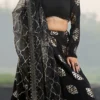 Teen Girls Black Embroidered Lehenga With Organza Dupatta Wedding Wear