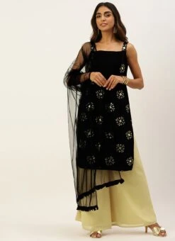 Teen Girls Black Embroidered N Beige Palazzo Set Festive Wear -Mahra Clothing Shop Black Embroidered N Beige Palazzo Set SLBS02205961 u
