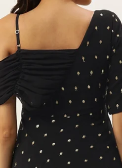 Black Embroidered One Shoulder Style Gown Party Wear -Mahra Clothing Shop Black Embroidered One Shoulder Style Gown IWBS02305135 rrc2