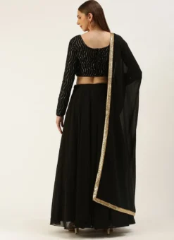 Teen Girls Black Embroidered Sequins Lehenga Festive Wear -Mahra Clothing Shop Black Embroidered Sequins Lehenga GHBS02301689 b