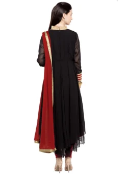 Black Georgette Asymmetrical Anarkali Suit Party Wear -Mahra Clothing Shop Black Georgette Asymmetrical Anarkali Suit SLMNC1665 b