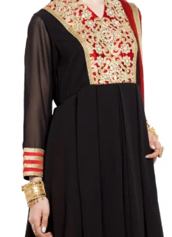 Black Georgette Asymmetrical Anarkali Suit Party Wear