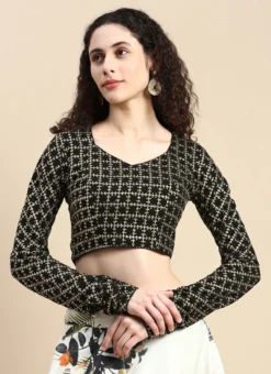 Black Georgette Embroidered Blouse Festive Wear -Mahra Clothing Shop Black Georgette Embroidered Blouse BLBS02303867 u