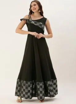 Teen Girls Black Georgette Embroidered Gown Party Wear -Mahra Clothing Shop Black Georgette Embroidered Gown IWBS02306374 u