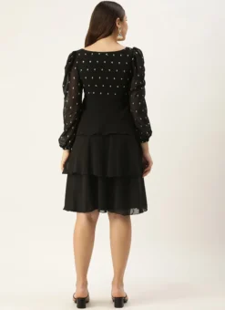 Black Georgette Embroidered Layered Dress Party Wear -Mahra Clothing Shop Black Georgette Embroidered Layered Dress DRBS02305155 b