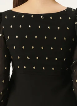 Black Georgette Embroidered Layered Dress Party Wear -Mahra Clothing Shop Black Georgette Embroidered Layered Dress DRBS02305155 rrc2