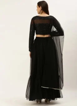 Teen Girls Black Georgette Embroidered Lehenga Set Wedding Wear -Mahra Clothing Shop Black Georgette Embroidered Lehenga Set GHBS02211108 b