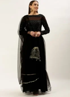 Teen Girls Black Georgette Embroidered Lehenga Set Wedding Wear -Mahra Clothing Shop Black Georgette Embroidered Lehenga Set GHBS02211108 u