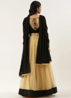 Black Georgette Mirror Embroidery Beige Lehenga Festive Wear -Mahra Clothing Shop Black Georgette Mirror Embroidery Beige Lehenga GHBS02205026 b