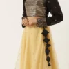 Teen Girls Black Georgette Mirror Embroidery Beige Lehenga Festive Wear