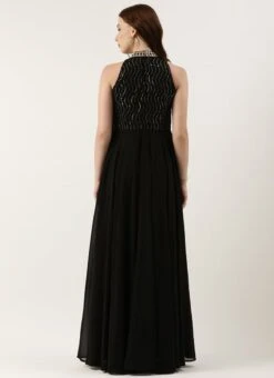 Teen Girls Black Georgette Sequins Gown Party Wear -Mahra Clothing Shop Black Georgette Sequins Gown IWBS02301761 b 1