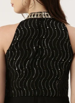 Black Georgette Sequins Gown Party Wear -Mahra Clothing Shop Black Georgette Sequins Gown IWBS02301761 rrc2