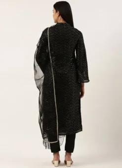 Teen Girls Black Georgette Sequins Narrow Straight Pant Suit Festive Wear -Mahra Clothing Shop Black Georgette Sequins Narrow Straight Pant Suit SLBS02211248 b 3