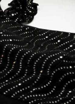 Teen Girls Black Georgette Sequins One Shoulder Style Gown Party Wear -Mahra Clothing Shop Black Georgette Sequins One Shoulder Style Gown IWBS02212544 rrc1