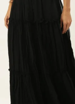 Black Georgette Tiered Skirt Festive Wear