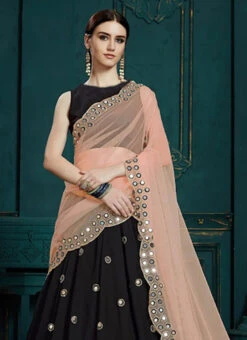 Black Georgette Tikki Work Umbrella Lehenga Party Wear -Mahra Clothing Shop Black Georgette Tikki Work Umbrella Lehenga GHSAK41523106 b