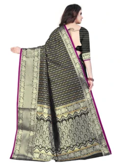 Black Kancheepuram Art Silk Saree Festive Wear -Mahra Clothing Shop Black Kancheepuram Art Silk Saree SASOM143 b