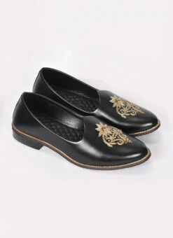 Black Leather Hand Work Mojris